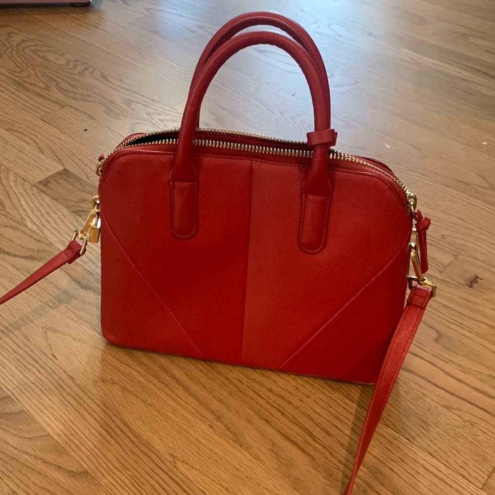 Zara Red Satchel with Crossbody Strap